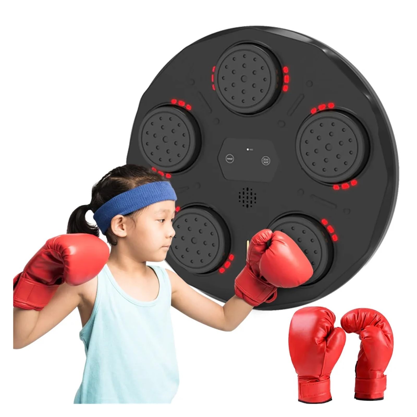 Equipo de Gimnasio de Boxeo Máquina de Boxeo Musical Máquina de Entrenamiento de Tarta de Boxeo Enlace BT Almohadillas de Boxeo de música electrónica para Ejercicios en casa para niños o Adultos para