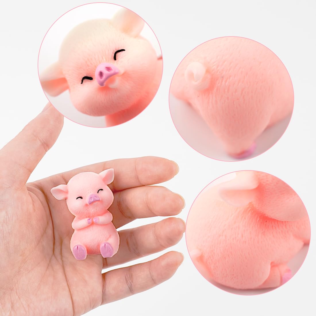 Cadimus 16 sztuk różowych figur świń szczęścia, małe świnki szczęścia, miniaturowa dekoracja świń, przynoszące szczęście świnki z żywicy na Sylwestra dla robótek ręcznych DIY, ozdoby ciast, dekoracja
