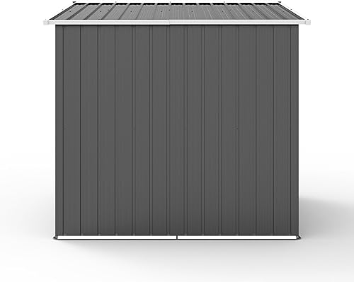 Miniatura 7 de Cobertizo de almacenamiento de metal para exteriores de 5 x 4 pies, cobertizo de herramientas de jardín con cerradura con techo inclinado y rejillas