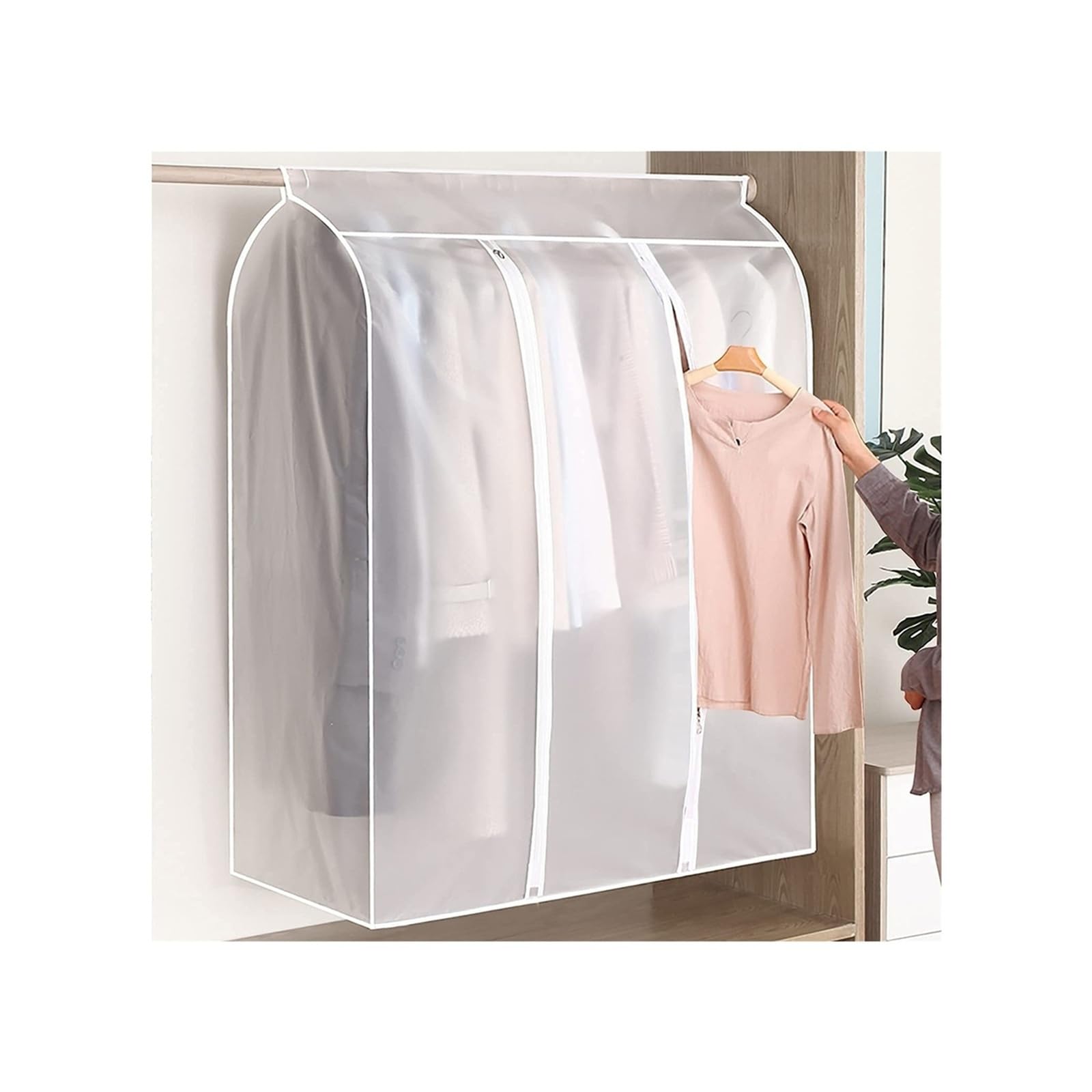 Clothes Rack Cover Dustproof Garment Bags For Hanging Clothes Clothing Storage Bag With Zipper(50CM x 80CM x 120CM)