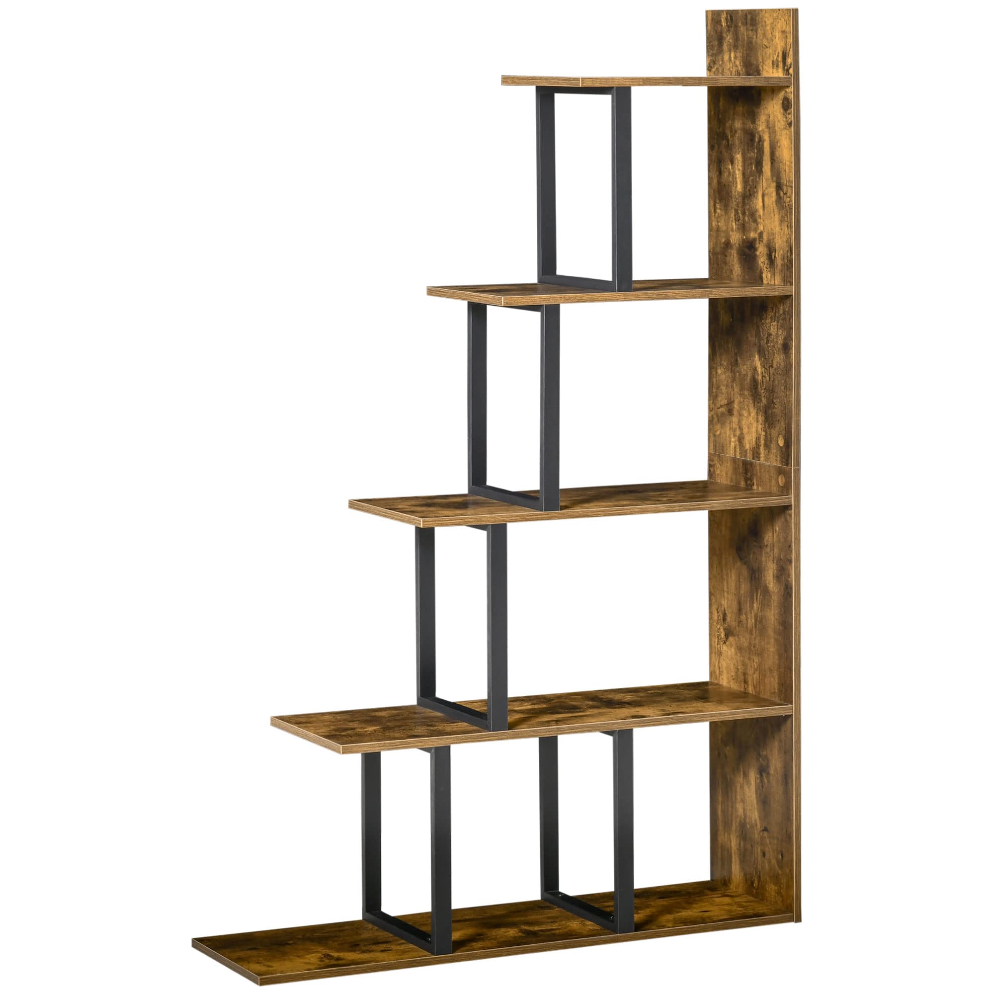 HOMCOM Libreria Antiribaltamento Stile Industriale, Scaffale Vintage con 5 Ripiani in Truciolato, 102x30x160cm