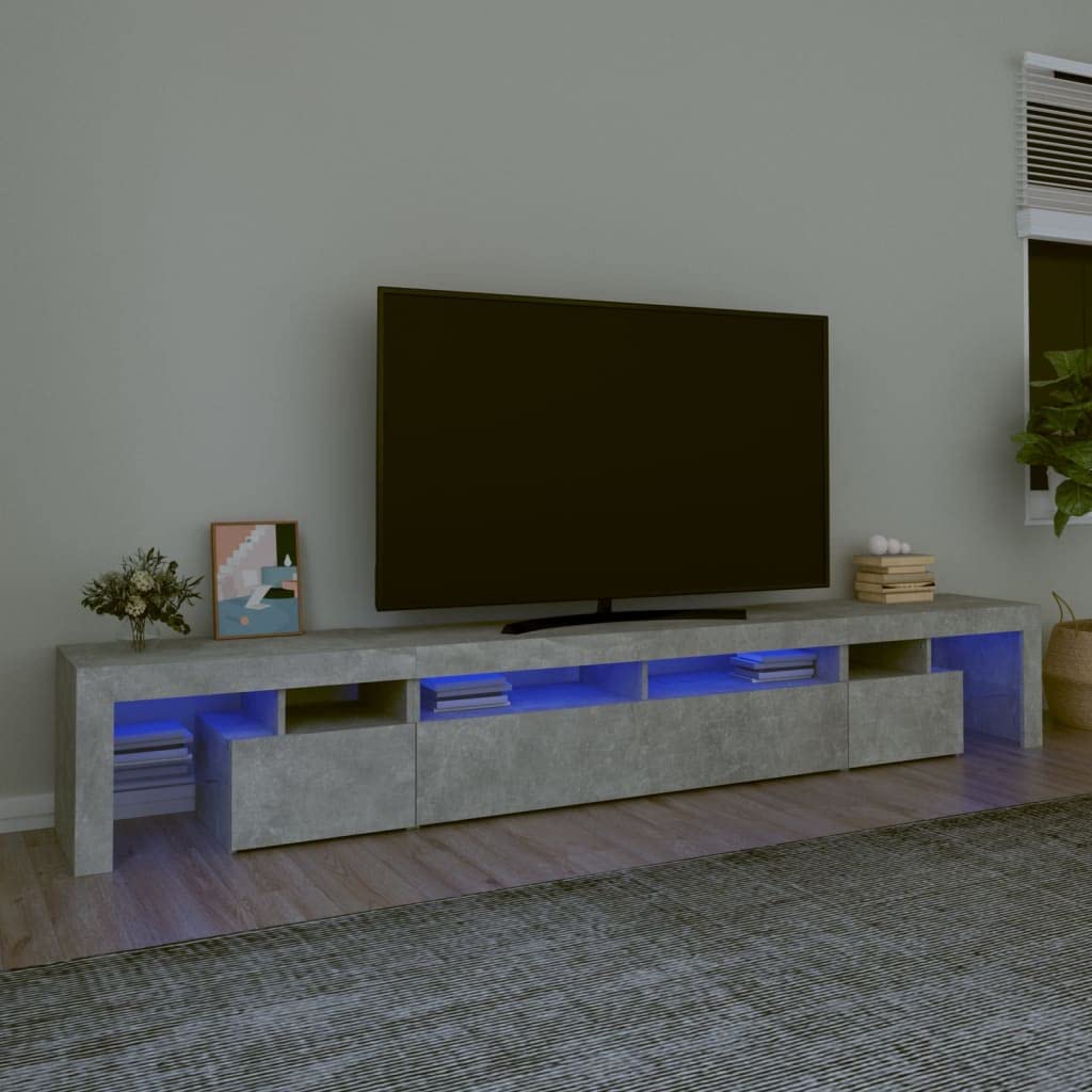 LAPOOH Mueble de TV con Luces LED Gris hormigón 260x36,5x40 cm, Mueble TV Salon, Mueble para TV, Mueble Television, Módulos De Salón, Mueble Salon Moderno 3152781