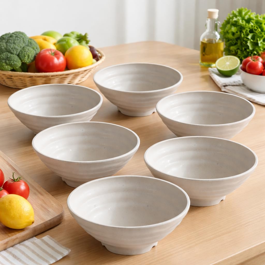 Wheat Straw Salad Bowls Set (900ml) – Large Microwave Safe, Unbreakable & Stackable Bowls for Salad, Soup, Ramen – BPA-Free, Eco-Friendly, Lightweight Serving Bowls for Kitchen (6, Green) — Amazon image 15