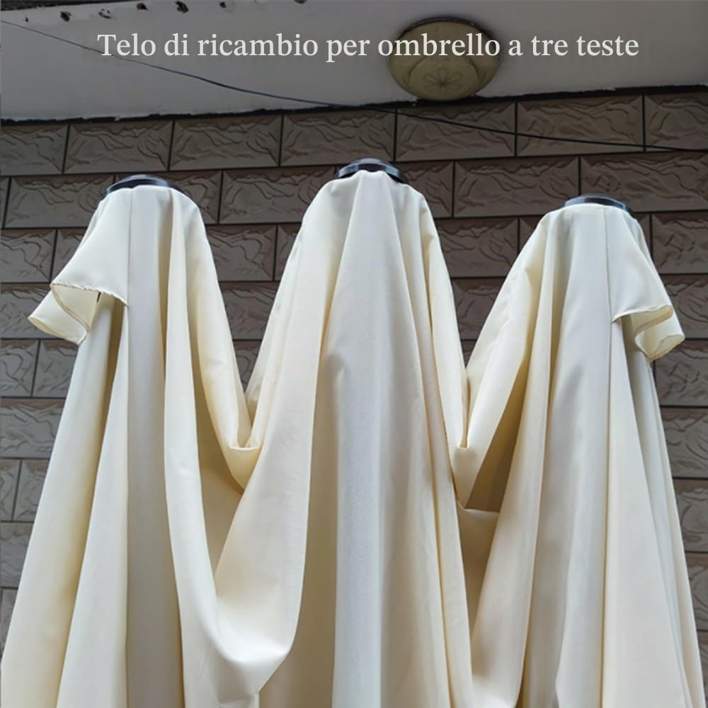 Telo di Ricambio per Doppio Top Ombrellone 460x270cm Copertura di Ricambio per Ombrellone De Patio, Tessuto di Ricambio per Ombrellone Esterno(Beige)