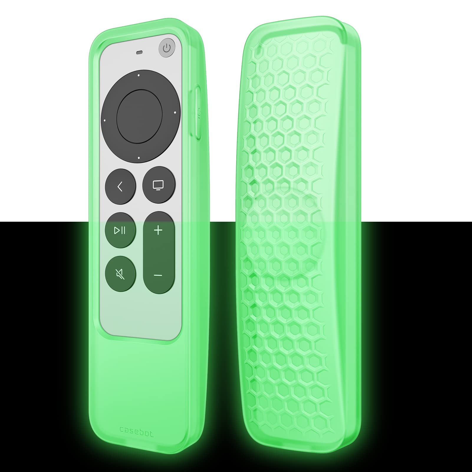 Fintie 2-in-1 Schutzhülle für 2022/2021 Apple TV Siri Fernbedienung und AirTag – Leichte rutschfeste Stoßfeste Hülle für Apple TV 4K / HD Siri Remote Controller (3. /2. Gen), Grünes Leuchten