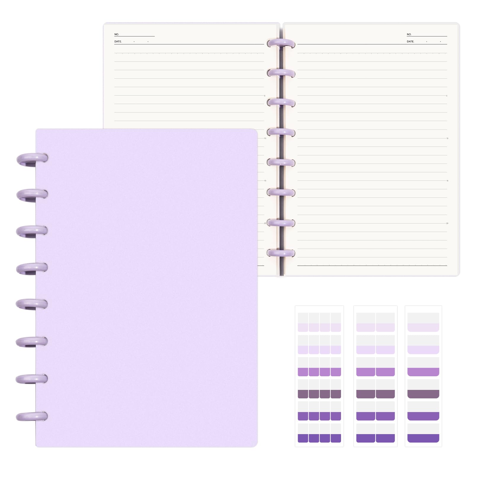 MOSA BEAR Discbound Notebook, 8-Disc Disbound Planner with Removable Pages, 180 Pages Spiral Notebook, Poly Cover Discbound Planner for Work, Travel,