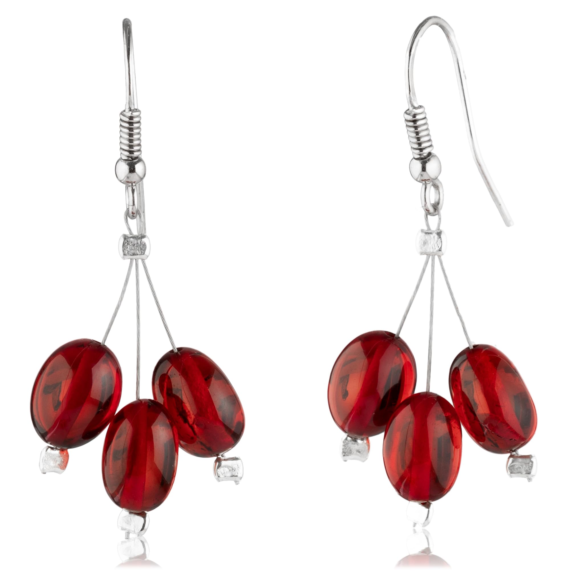 Orecchini Pendenti In Ambra Naturale Multicolore Per Donna - Gioielli Leggeri In Argento Fatti A Mano