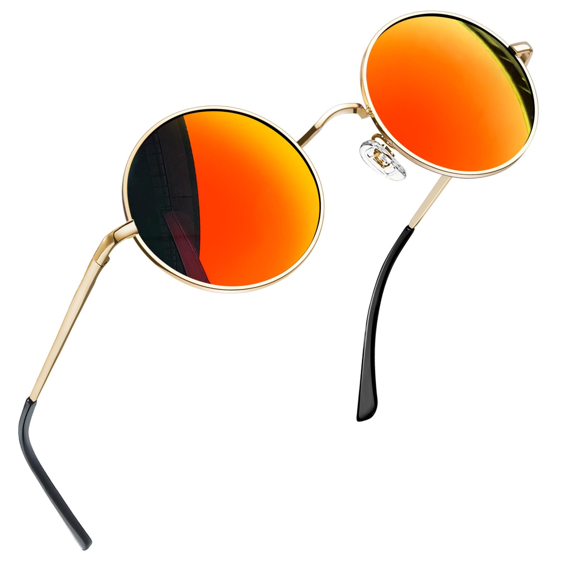 Joopin Redondas Gafas de Sol Hombre y Mujer Polarizadas Estilo Steampunk Retro Vintage Círculo Marco Metálico UV400 Protección