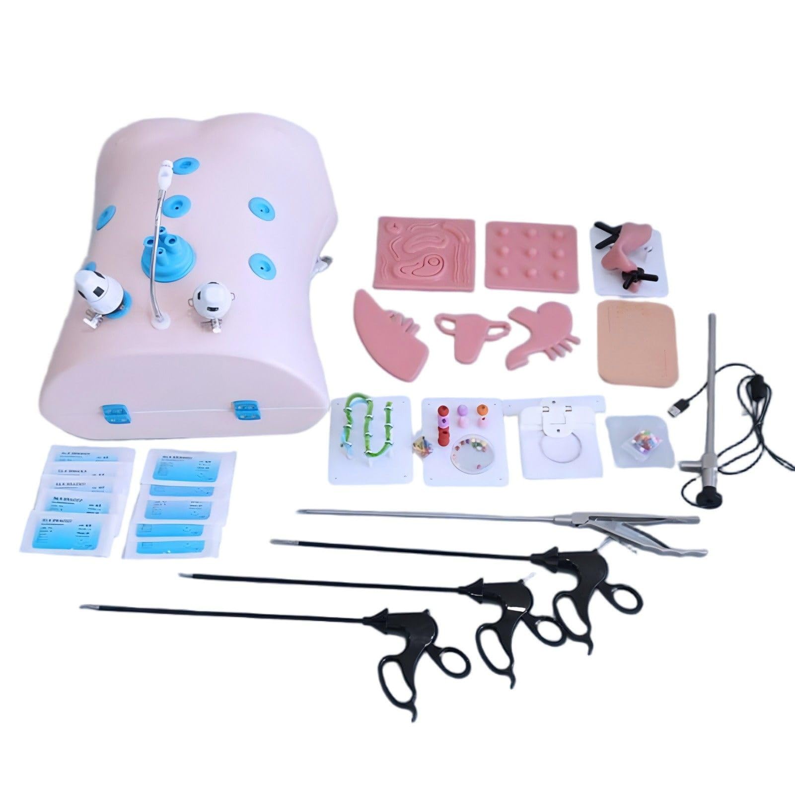 ExoticaBlend Simulation Training Box Home Laparoscopic Trainer Box Simulator Laparoscopic Simulator Laparoscopic Endo Trainer Kit with 14 Training Modules 4 Surgical Instruments