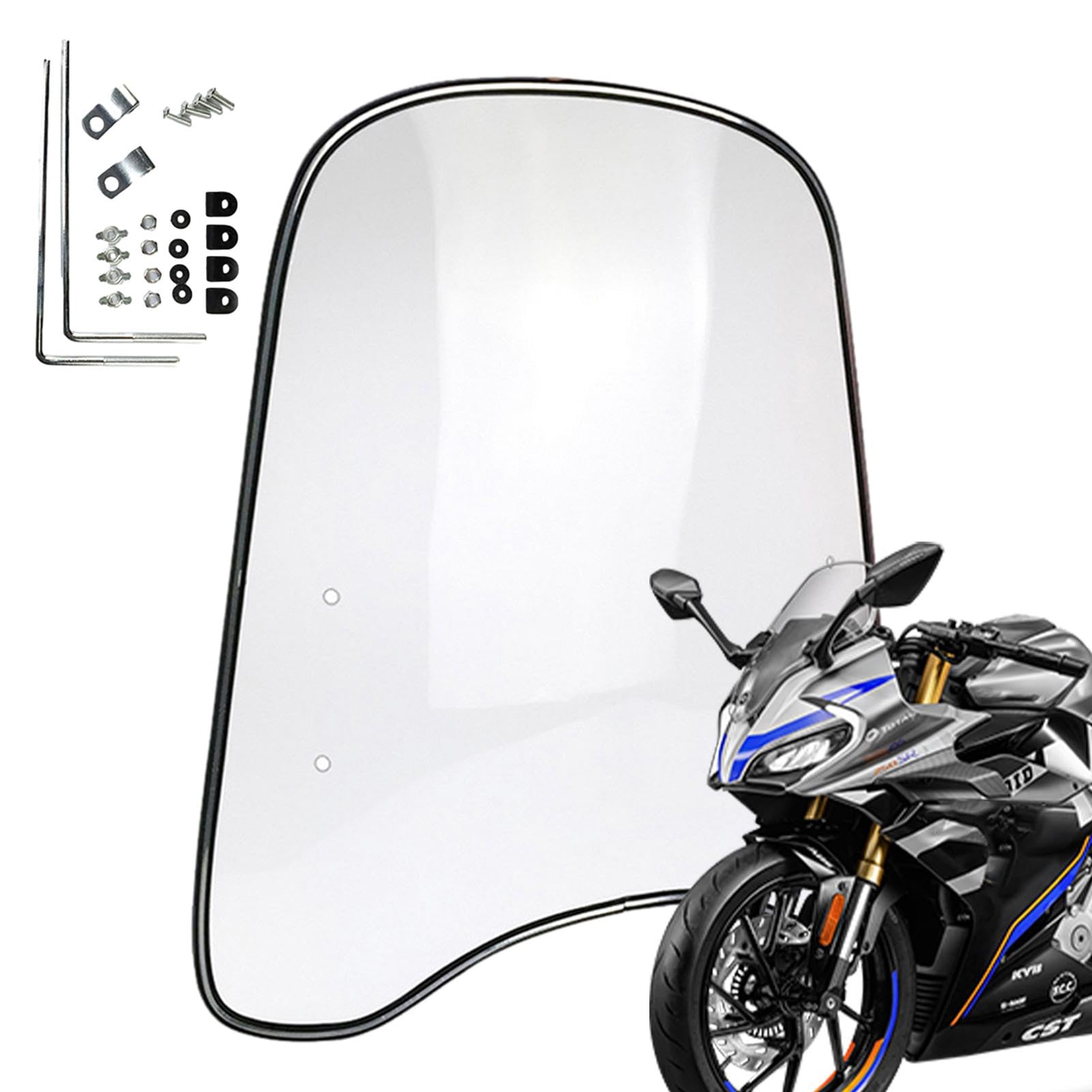 46x42.5 Cm Parabrezza Per Scooter, Parabrezza Moto Per Bici Elettriche, Con Bordi Allargati E Parabrezza Spoiler Universale Per Moto, Veicoli Elettrici, Infrangibile, Antivento, Protezione Dal Freddo
