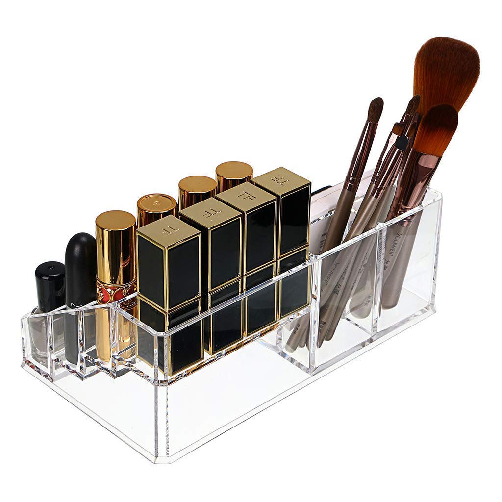 NETXE Cosmetic Organizer 16 Compartment Cosmetic Makeup Jewelry Acrylic Lipstick Storage Organizer Box lipstick and nail paint stand holder 2