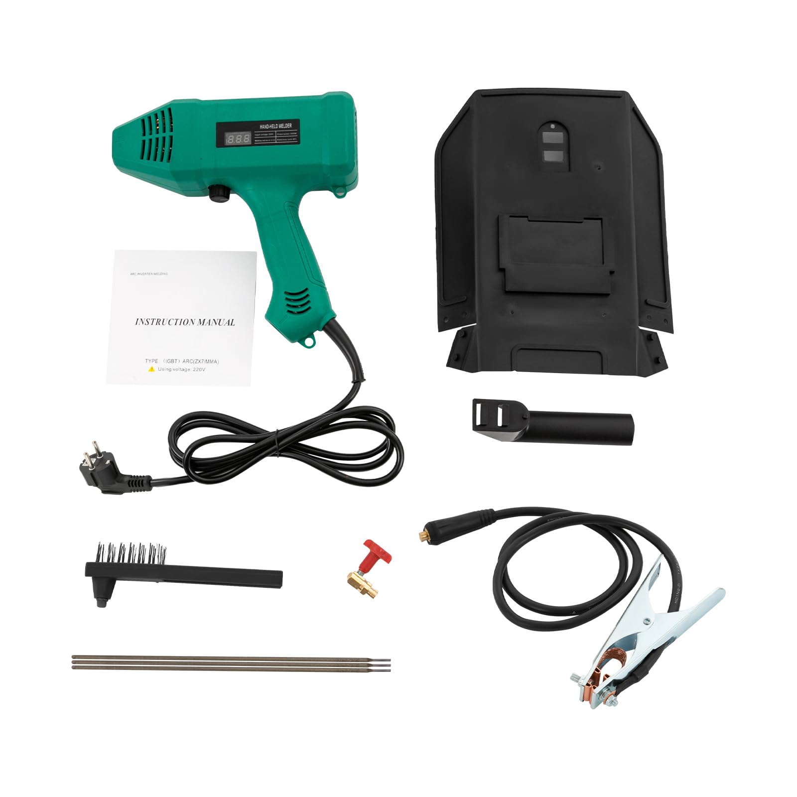 Przenośna spawarka ręczna 220 V/3000 W, spawarka łukowa, cyfrowy pistolet spawalniczy z wyświetlaczem LED