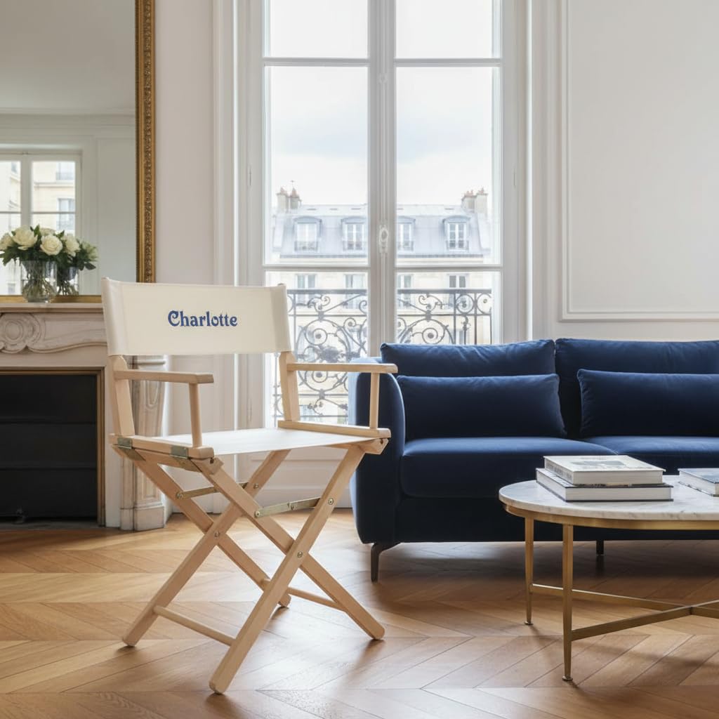 Amikado Fauteuil de Star personnalisé - châssis Bois Naturel (Ecru)