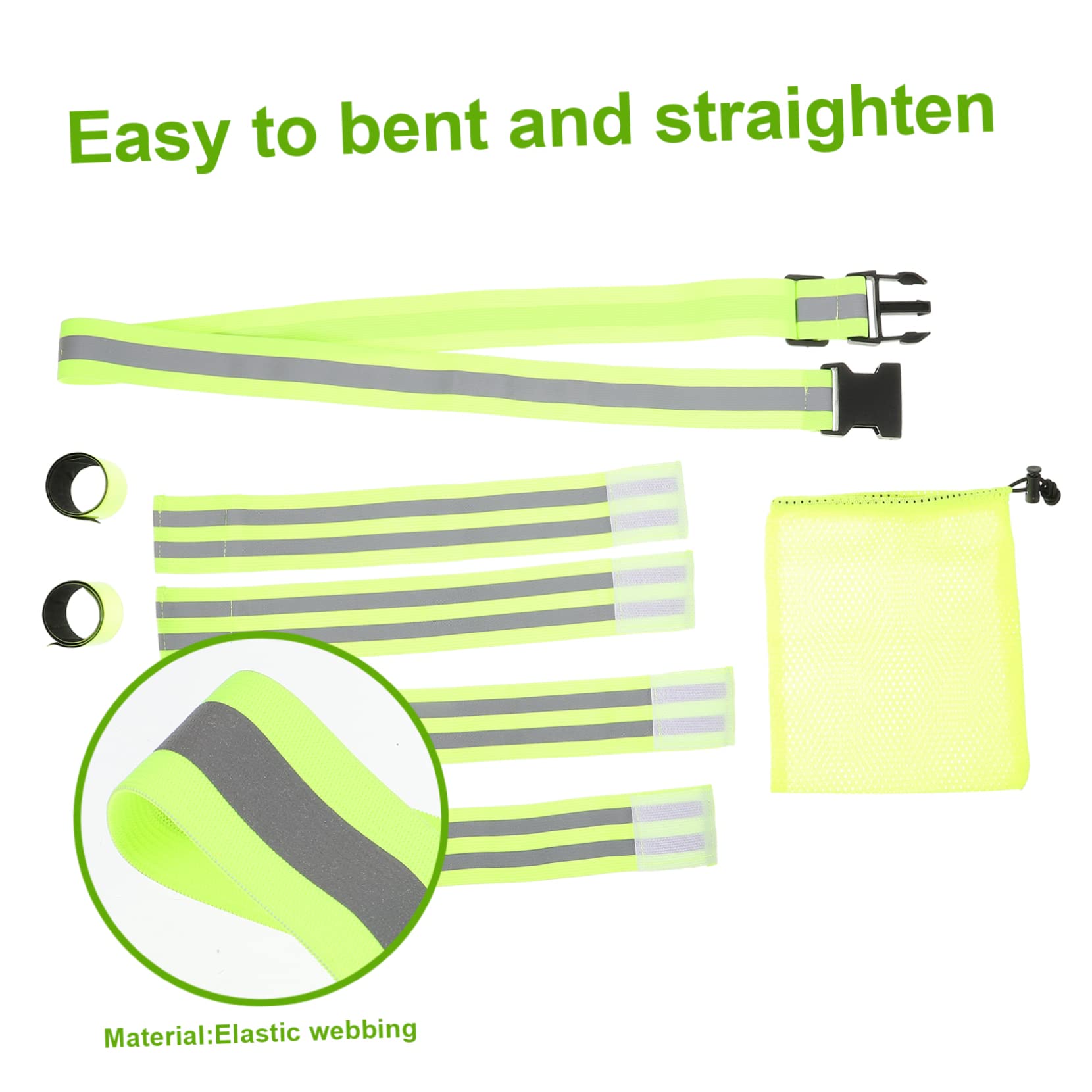 Toddmomy Set di Cinture Riflettenti Bande da Polso Fascia da Braccio Abbigliamento da Corsa Riflettente Cintura da Corsa Band da Polso Pellicola Riflettente Ad Alta Luminosità Verde