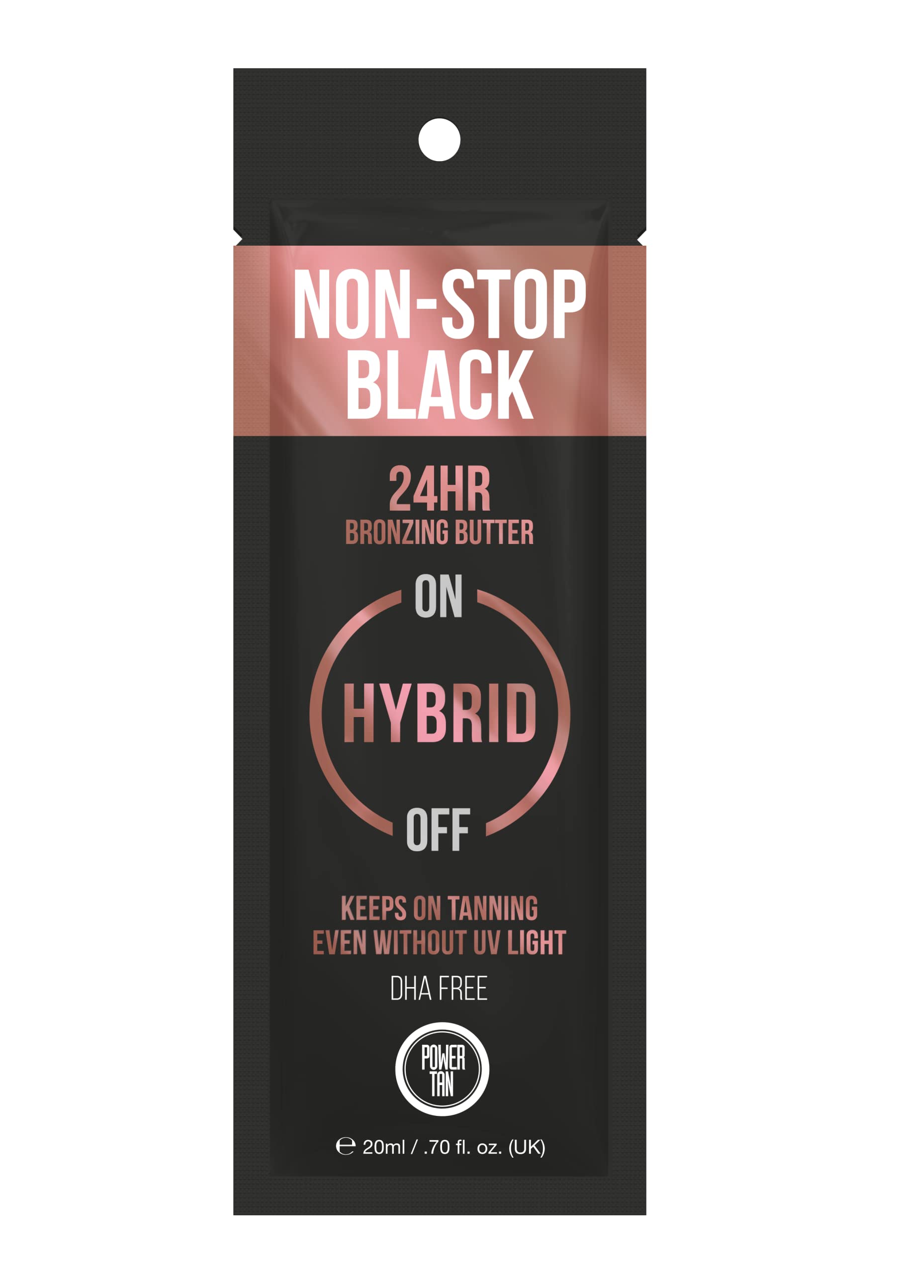 Power TanNon-Stop Black Bronzing Butter (DHA Free) Hybrid UV Sunbed Tanning Accelerator Lotion 20ml