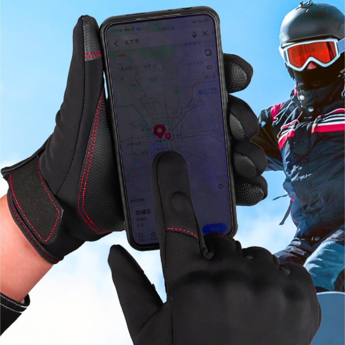 Sports Reithandschuh Herren-Touchscreen-Handschuhe, Wandern, Fahrrad, Fitness, Wandern, Outdoor, Vollfinger-Handschuhe Fahrradhandschuhe(L)