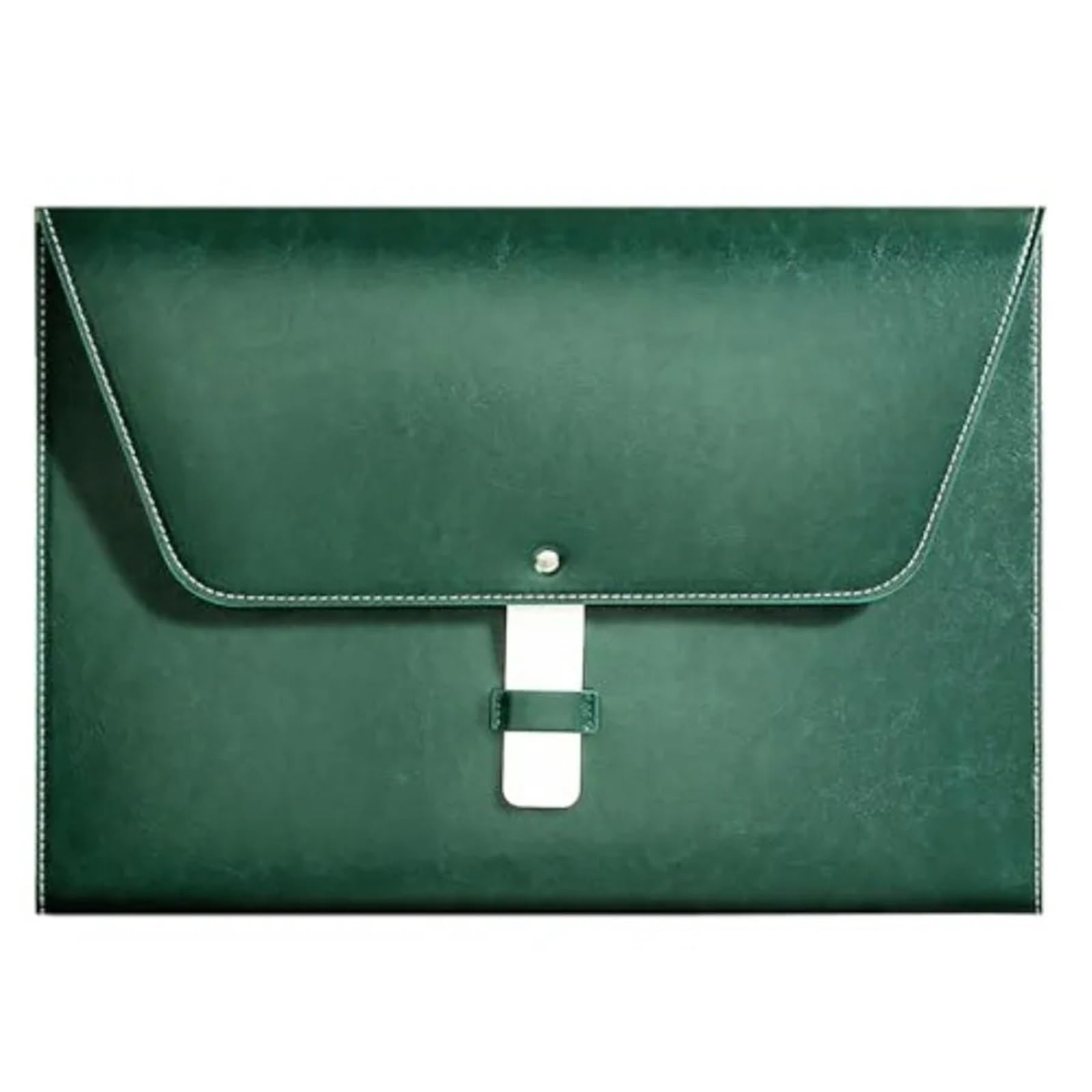 Cartella portadocumenti A4 in pelle PU, grande, busta impermeabile, con chiusura fatta a mano Per Archiviazione Documenti(Green)