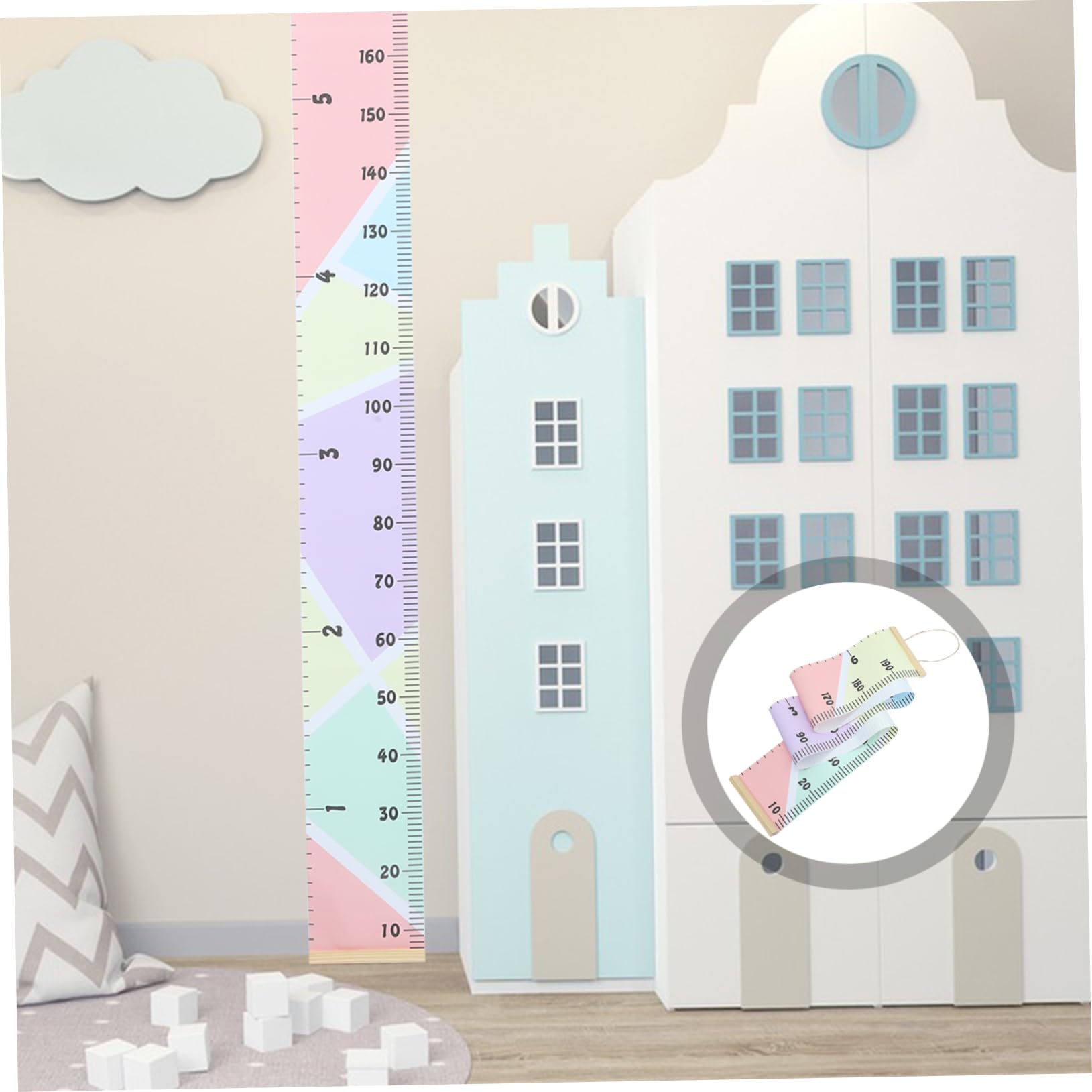Ciieeo Nordic Style Growth Chart Wall Hanging Macaron Mixed Color for Bedroom Decor and Measuring Height