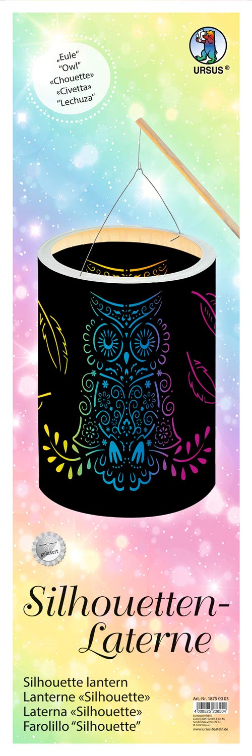 Ursus Silhouettes 18750003 Owl Lantern Height Approx. 20 cm Diameter Approx. 15.3 cm Includes LED Light Ideal Craft Support for the Next Lantern Run