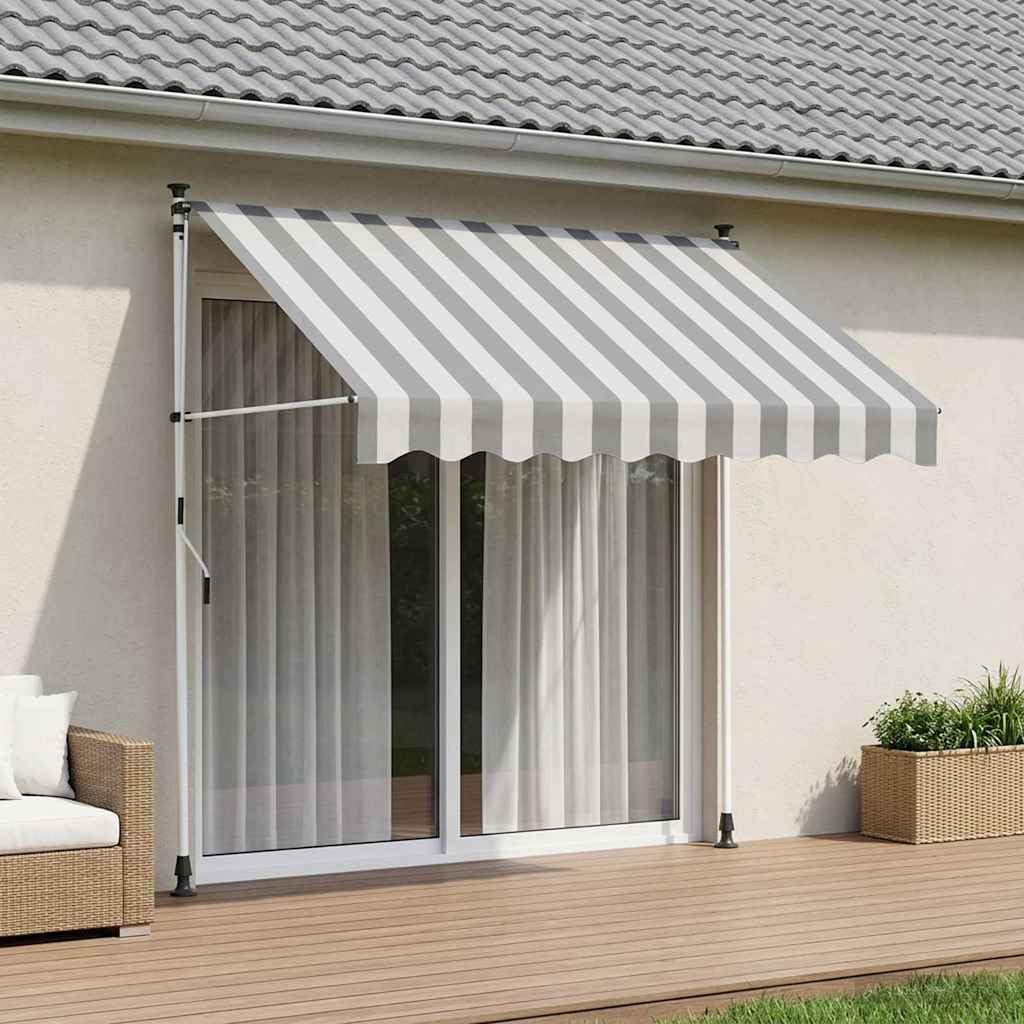 Ręcznie zwijana markiza antracytowo-biała 100 cm, poliester 180 g/m2 z powłoką PU, na balkon, taras, do ogrodu, z korbą ręczną 125 cm, regulowana wysokość i kąt