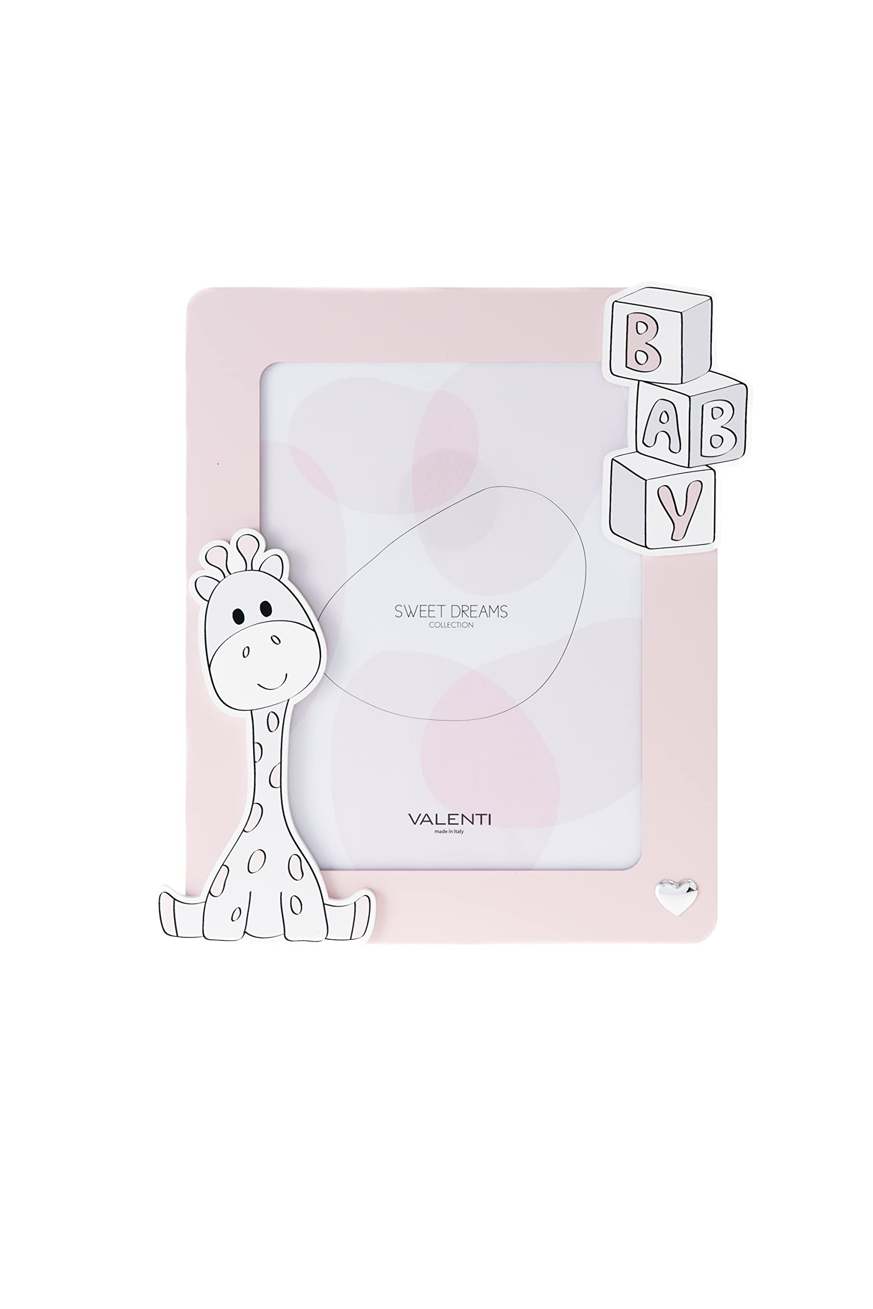 VALENTI & CO. Pink Wooden Giraffe Photo Frame Table Hanging Decoration for Baby and Child - 18x24
