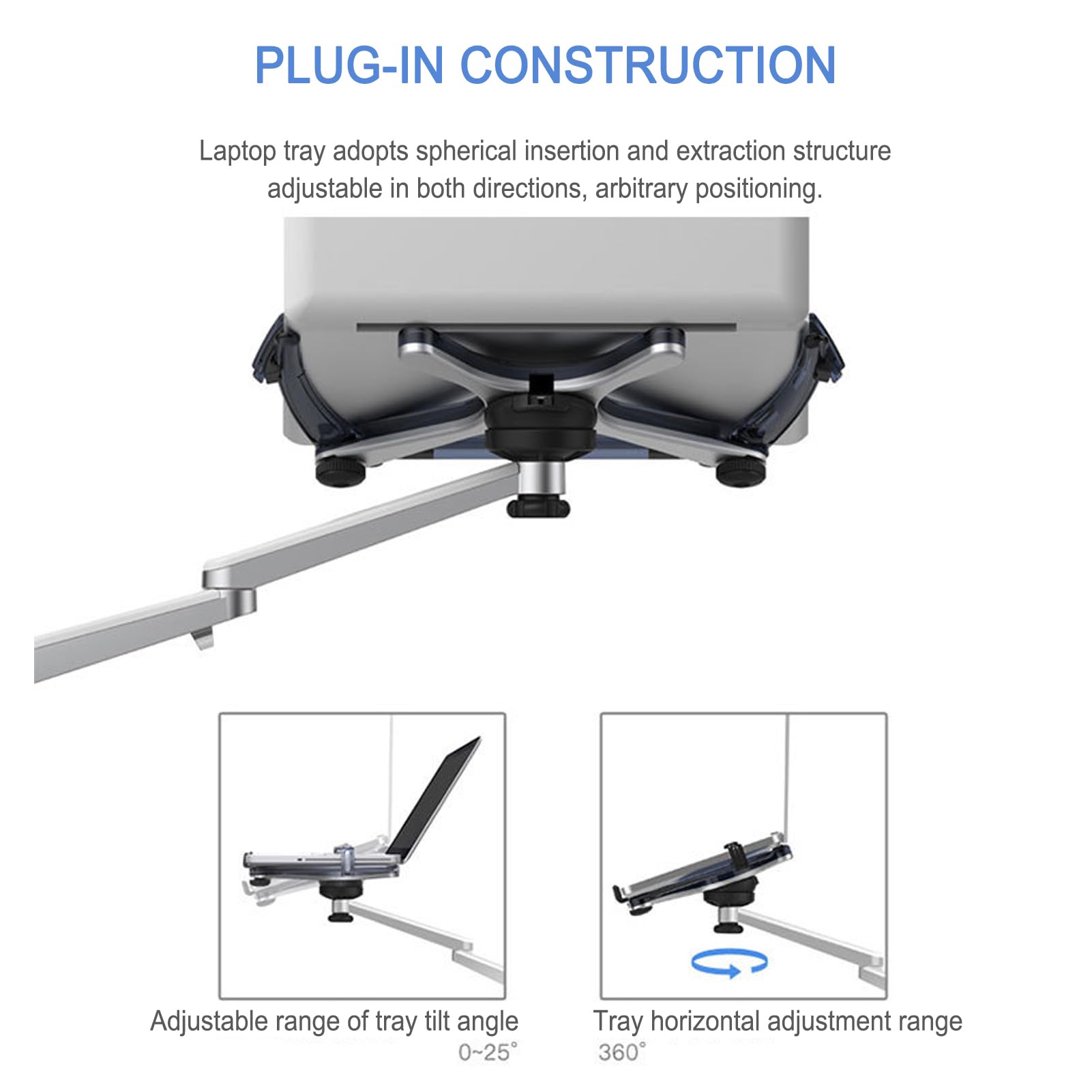 Buhelyc Universale Supporti per Tablet Pc, Supporto per Cellulari da Pavimento con Braccio in Alluminio, Mani Libere, per La Registrazione del Telefono Compatibile con Dispositivi da 7"-13", Argento