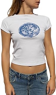 Geagodelia Womens Graphic Baby Tee Y2K Fruit Printed Short Sleeve Slim Fitted T-Shirt Crop Top Teenages Girls 90s Cute Vintage Aesthetic Clothes