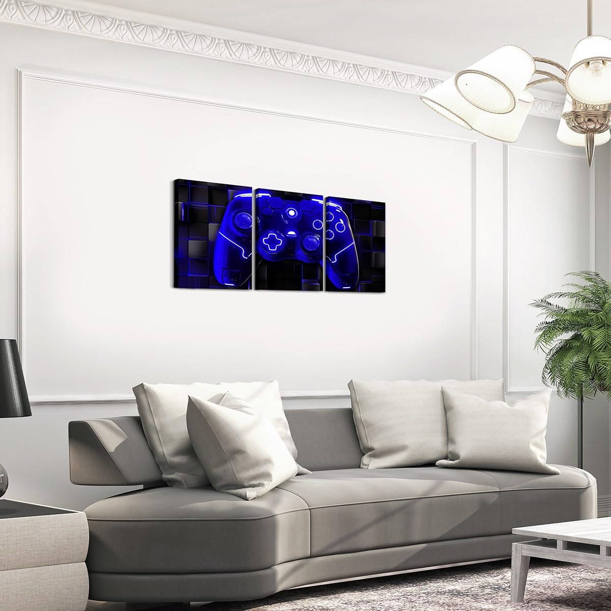 Manfei Stampa artistica da parete su tela con videogiochi blu reale, decorazione da parete per la casa, per soggiorno, camera da letto, poster da parete per bambini, ragazzi e ragazze, 30,5 x 40,6 cm