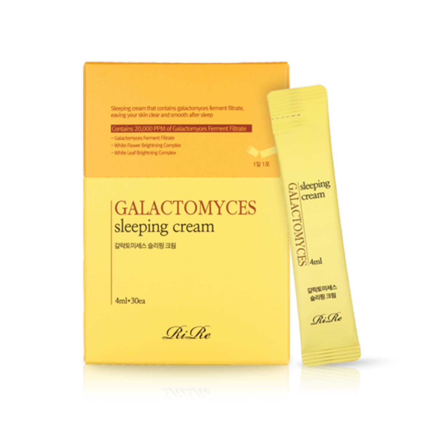 RiReGalactomyces Sleeping Night Cream, 4ml / 0.136oz x 30ea | 20,000 PPM of Galactomyces Ferment Filtrate, Cruelty Free, Plant Derived Extracts