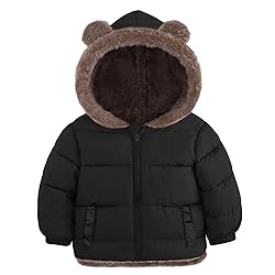 Enlifety 6M-5T Baby Toddler Winter Fleece Coat Boys Girls Cute Bear Ear Hooded Jackets with Pockets
