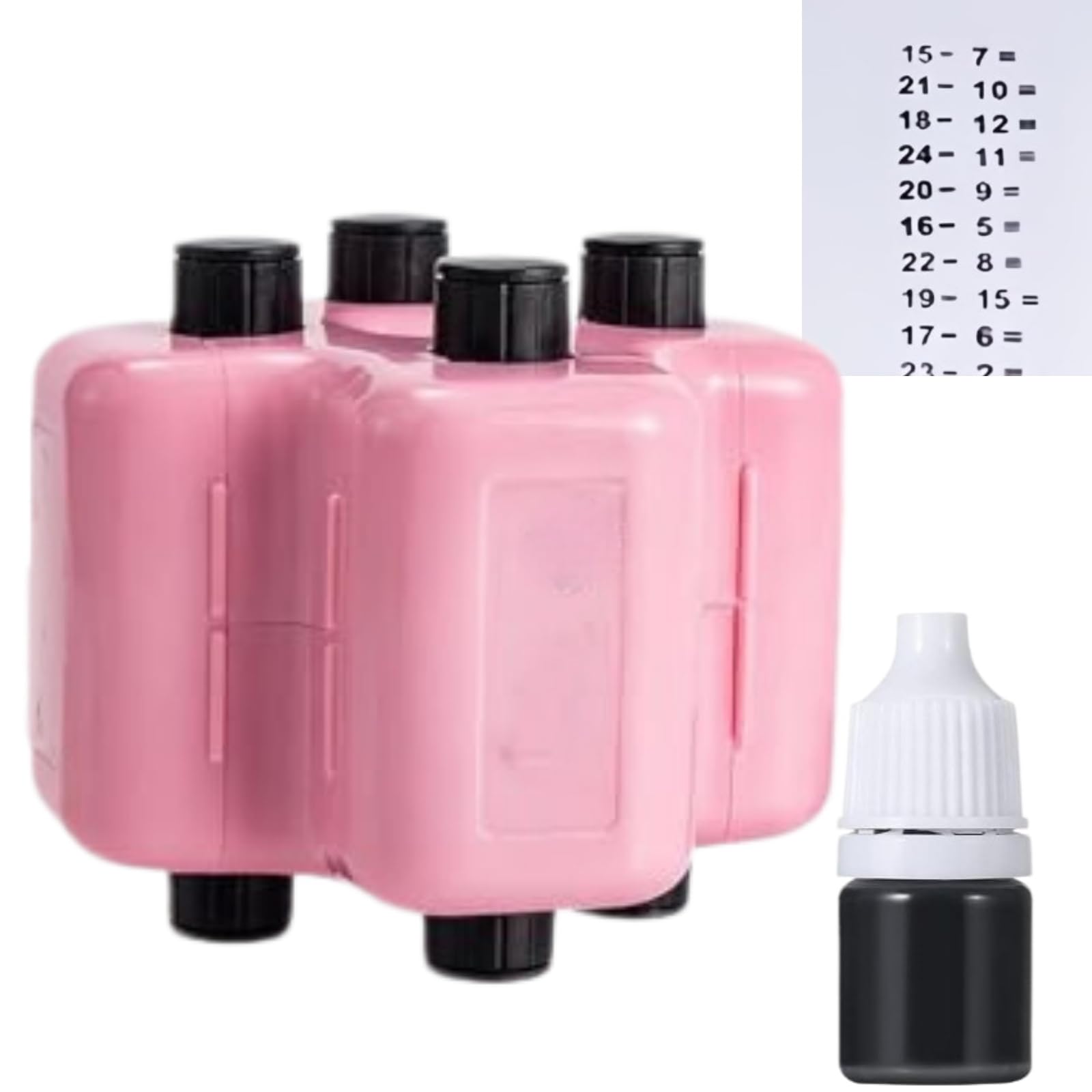 4 in 1 Math Roller Stamp Set,Reusable Magic Maths Roller Stamp,Addition Subtraction Multiplication Division Practice Tool with Ink,Math Teacher&Parent Teaching Aid,Print Clearly,More Interactive(Pink)