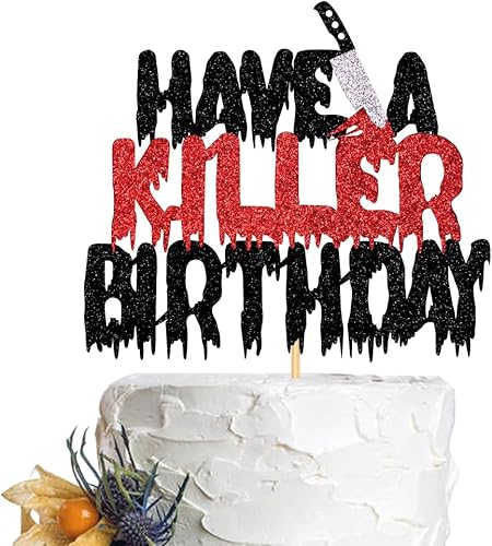 Have A Killer - Decoración para tartas de cumpleaños, decoración de pasteles de fiesta de terror de Halloween, fiesta de película de terror al aire