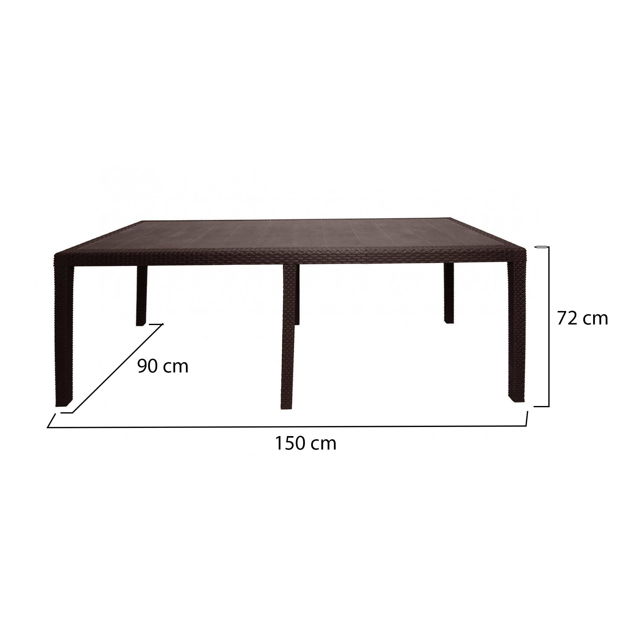 Dmora Aregua - Tavolo da Esterno 10 Posti, Meccanismo Estensione Allunga Centrale: 150x90x72h cm, Marrone