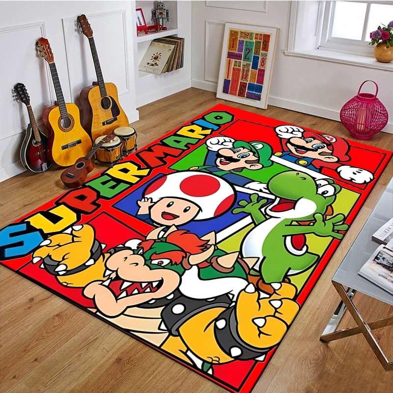 MUICIN Tapis Chambre Enfant Mario Anime 80x120 Cm - Antidérapant, Moelleux, Lavable, Motif Cartoon Princess Non Slip