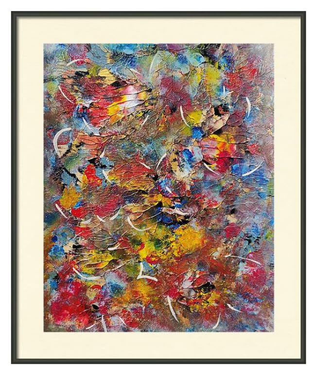 Generico Cuadro moderno pintado a mano con marco de 52 x 62 cm, mariposas y colibrí estilo abstracto expresión/acción pintura cuadro decoración casa oficina