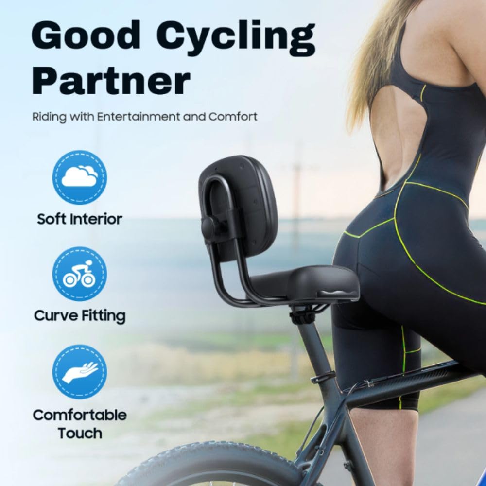 Fahrradsitz mit Rückenlehne, übergroßer bequemer ergonomischer Sattel für Männer und Frauen, höhenverstellbarer Sitz mit Rückenstütze für Dreirad, Mountainbike, E-Bike, Fitness