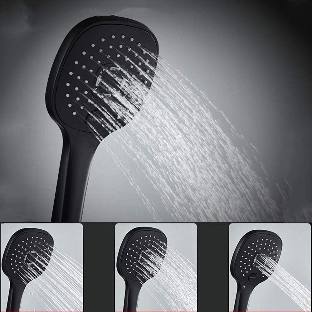 Bateria termostatyczna do łazienki czarny, zestaw prysznicowy z ekranem LED i półką, głowica prysznicowa 10 x 30 cm z prysznicem, system mieszania z głowicą prysznicową-chrom-B