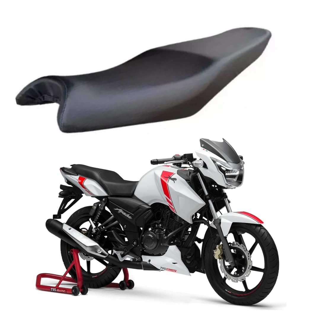 KONAYA Apache RTR 160 Seat Cover Protect from Rust and Dust, PU Leather Waterproof Durable Apache RTR 160 Bike Seat Cover (Black)-image-10