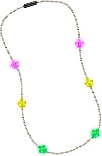 Windy City Novelties - LED Light Up Fleur De Lis Mardi Gras Bead Necklace | Mardi Gras Costume Supplies Mardi Gras Tossing Beads Party Favors Birthdays Weddings Raves EDM Concerts Glow Party