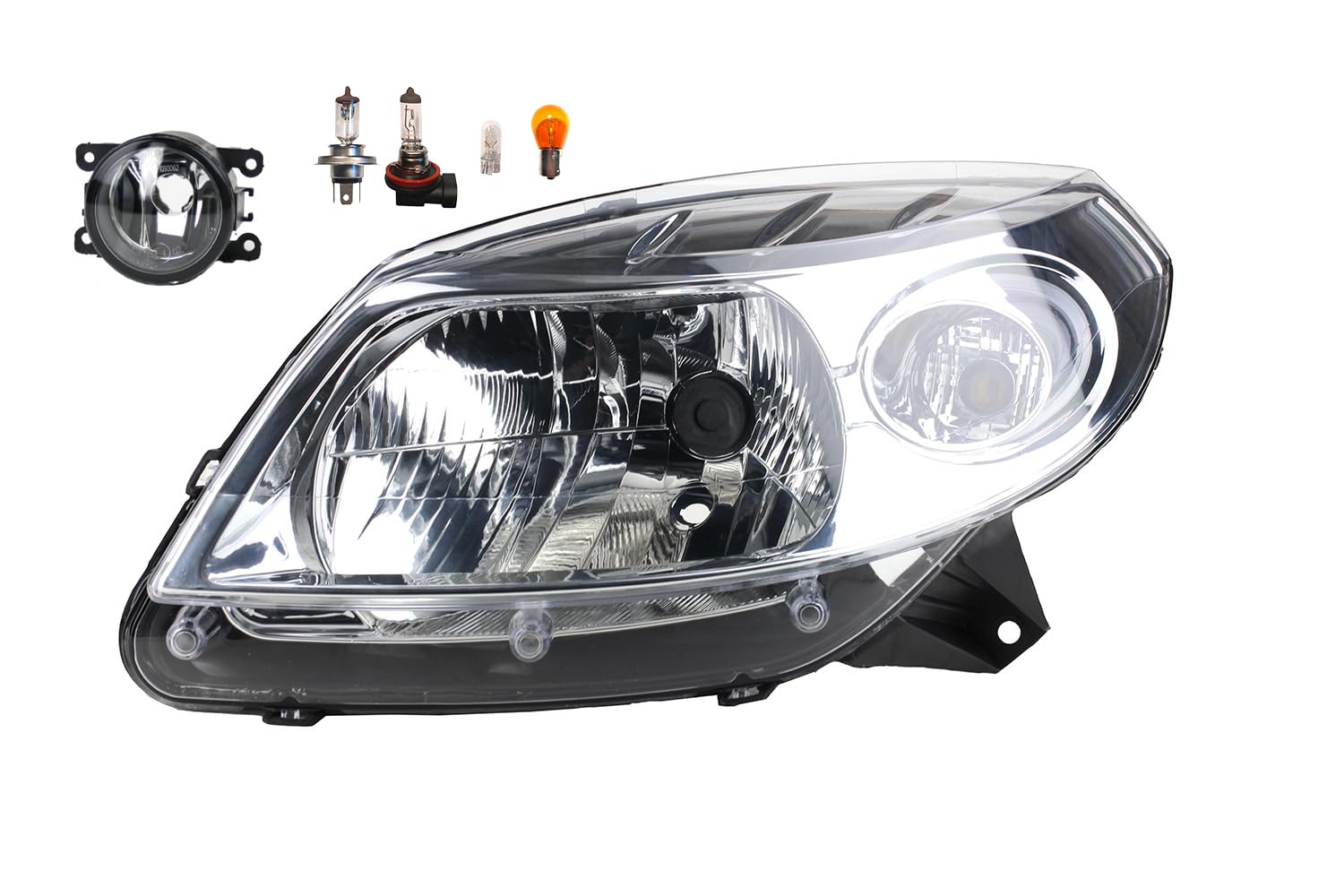 Johns, Faros delanteros halógenos para Dacia Sandero 06/08 H4 izquierda + faros antiniebla + bombilla