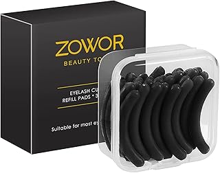 Zowor Eyelash Curler Refills Pads - 30 Pcs Silicone Replacement Refills Eye Lash Curler Pads for Universal Eyelash Curler with a Clear Storage Box (Black)