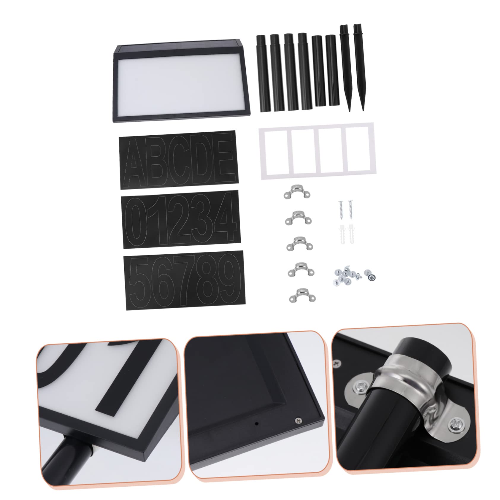 Lampada Solare da Giardino Numeri Civici LED 10 Smd 1200mah Nero in Abs e PC per Esterni Facile da Installare nel Terreno per Ristoranti e Centri Commerciali