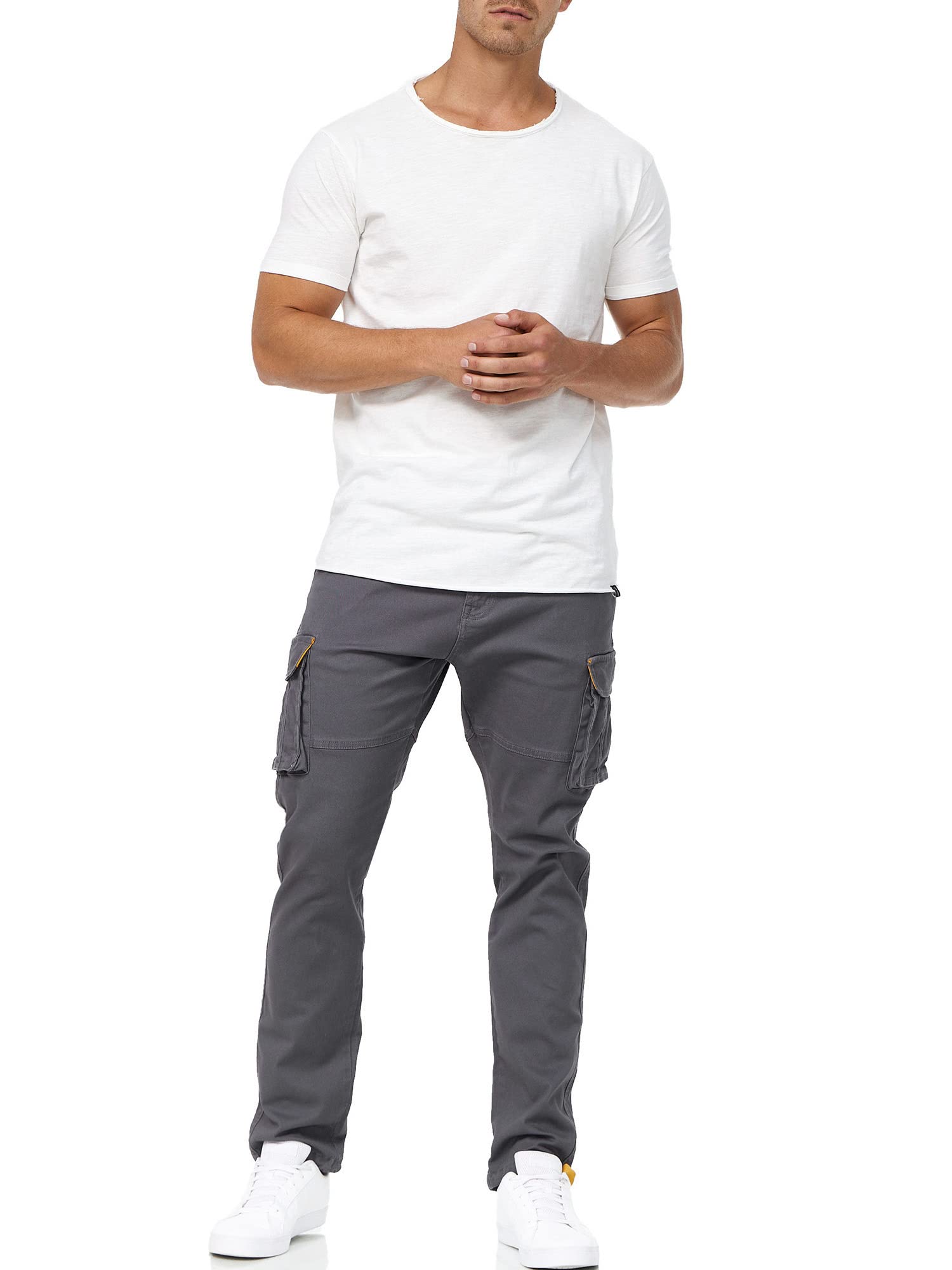 Indicode Hombres Mathen Pantalón Cargo confeccionado en 98% algodón con cinturón Incluido