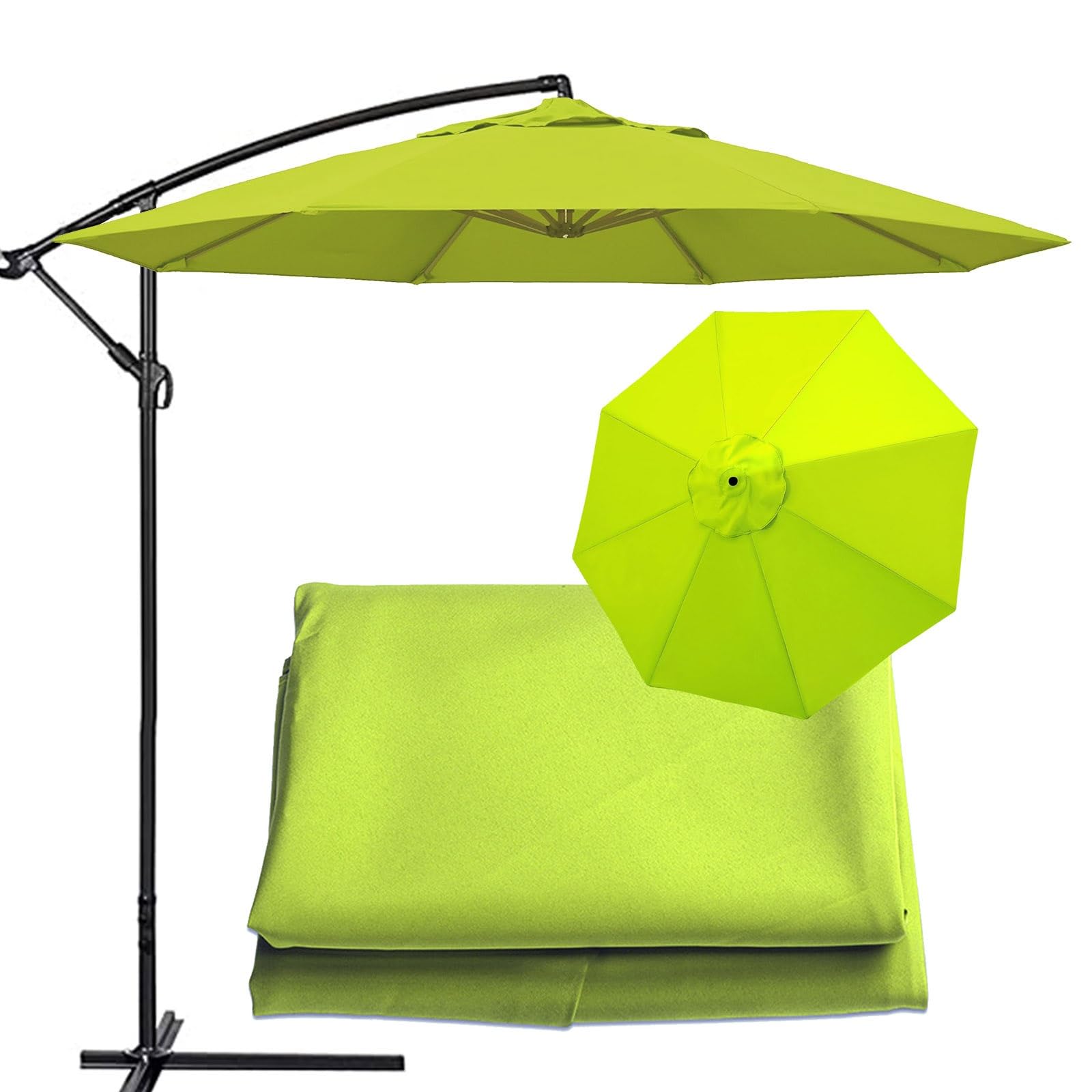 Garden Replacement Parasol Canopy 9ft 10ft 6 Arms 8 Arms Patio Umbrella Replacement Fabric Cover, Umbrella Top Replacement Cloth, For Standard, Cantilever & Balcony Parasols(Thickness:Green,Size:10ft-
