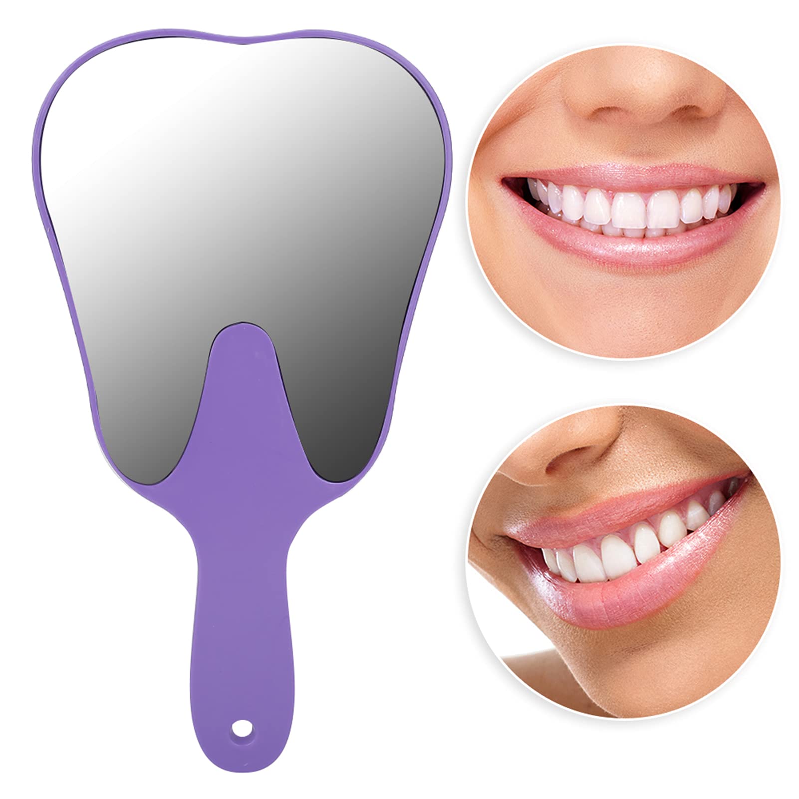 Espejo de Dientes, Espejo de Mano Dental con Mango de Plástico para Higiene Bucal (Púrpura)