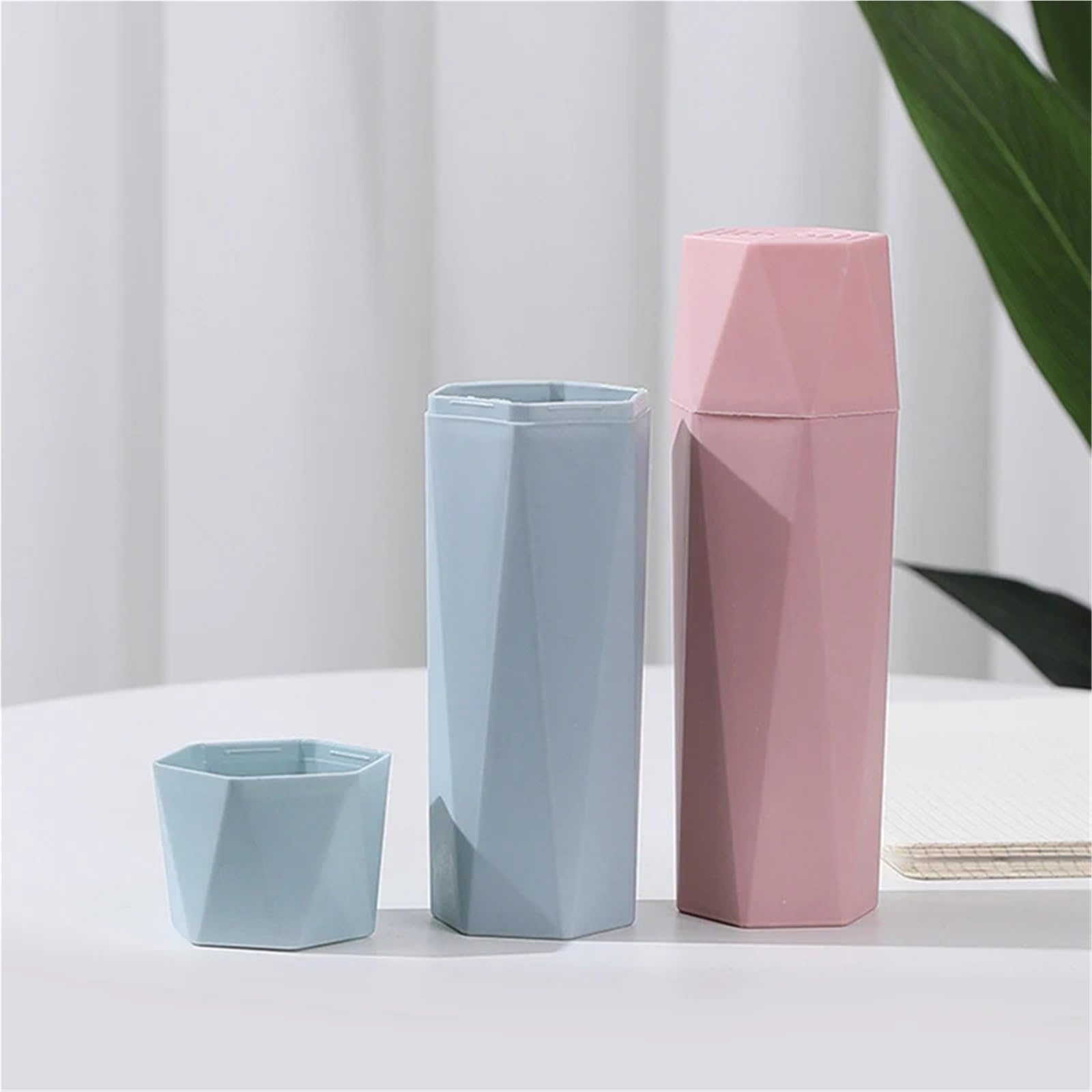 3 Pezzi di Tazza for Denti da Viaggio Portatile for spazzolino da Denti, Porta dentifricio da Bagno, Custodia, organizzatore, Tazza di stoccaggio for Articoli da toeletta da Viaggio(Blue)