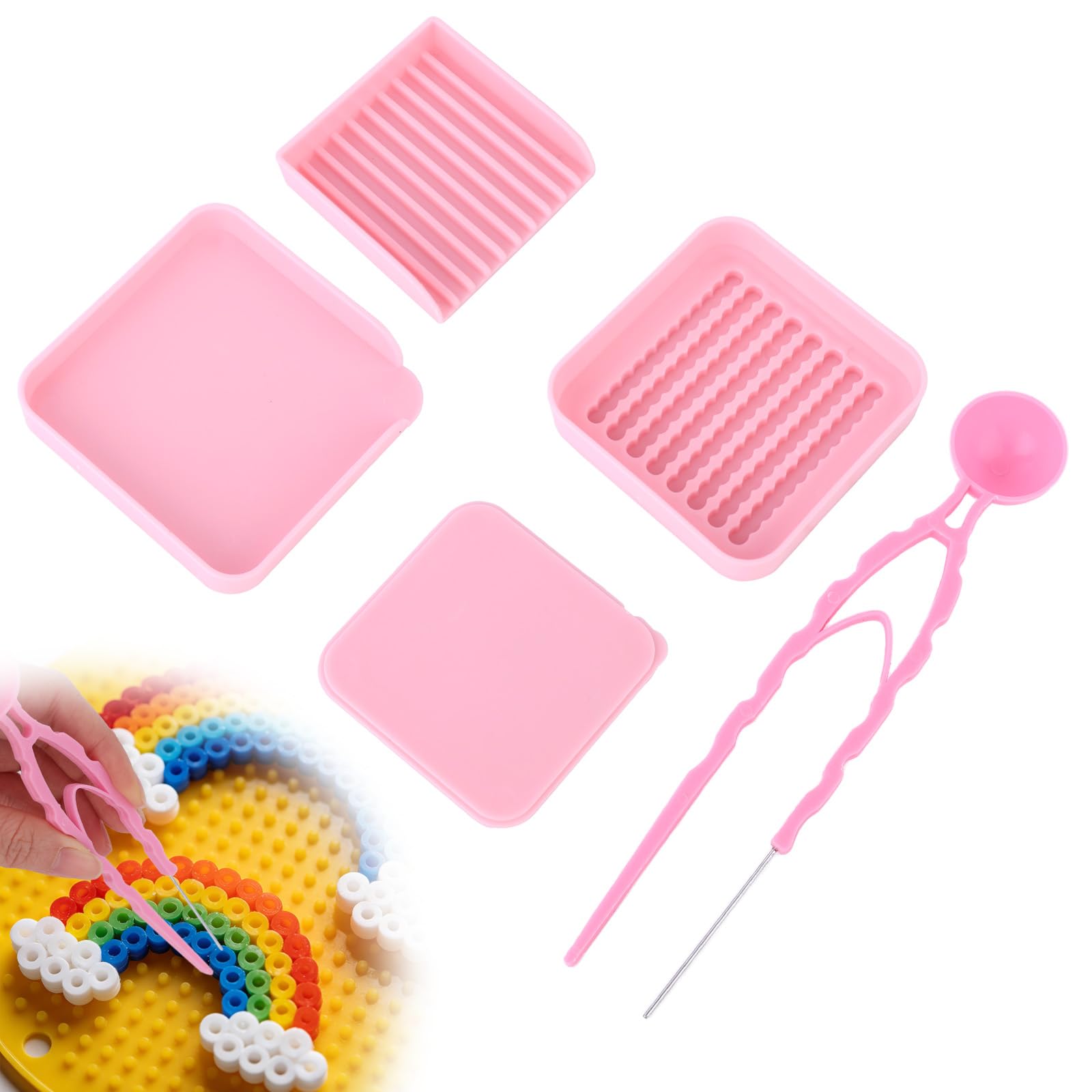 Fused Bead Tools, 2.6mm Fuse Bead Tweezers and Corrector Tray Kit Fuse Tool for Crafting for DIY Craft Projects Lover Experienced Enthusiasts Gifts