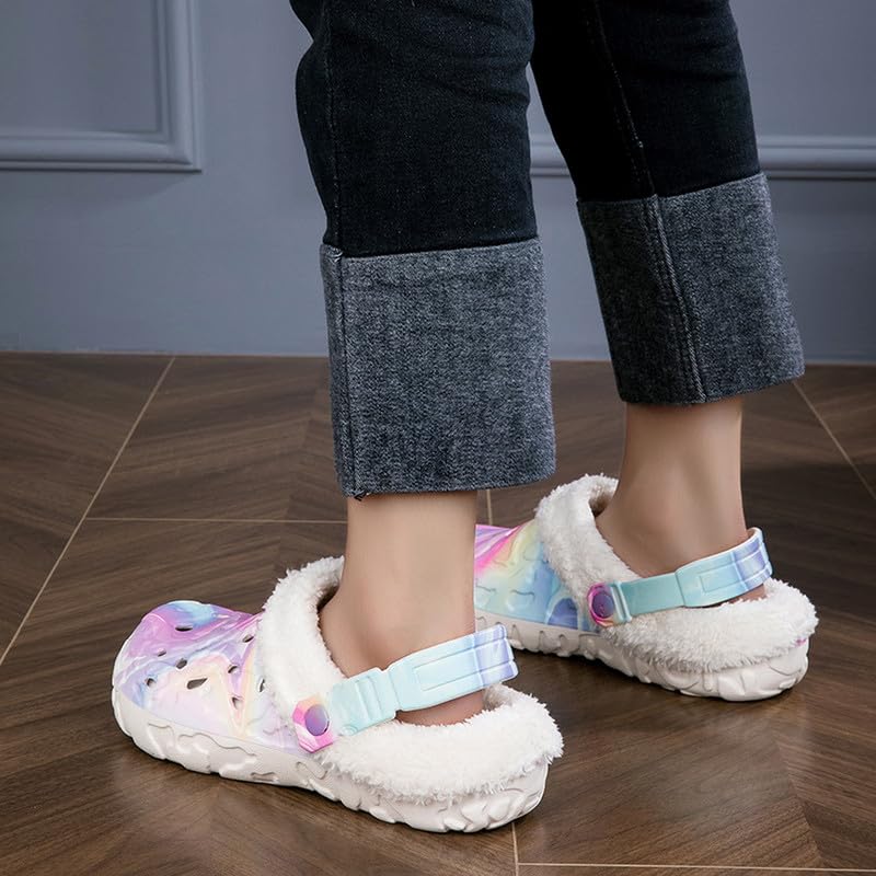 DHOVOR Women's Slip on Slippers Cozy Fur Lined Warm House Slippers for Women Indoor and Outdoor Clogs Garden Shoes4