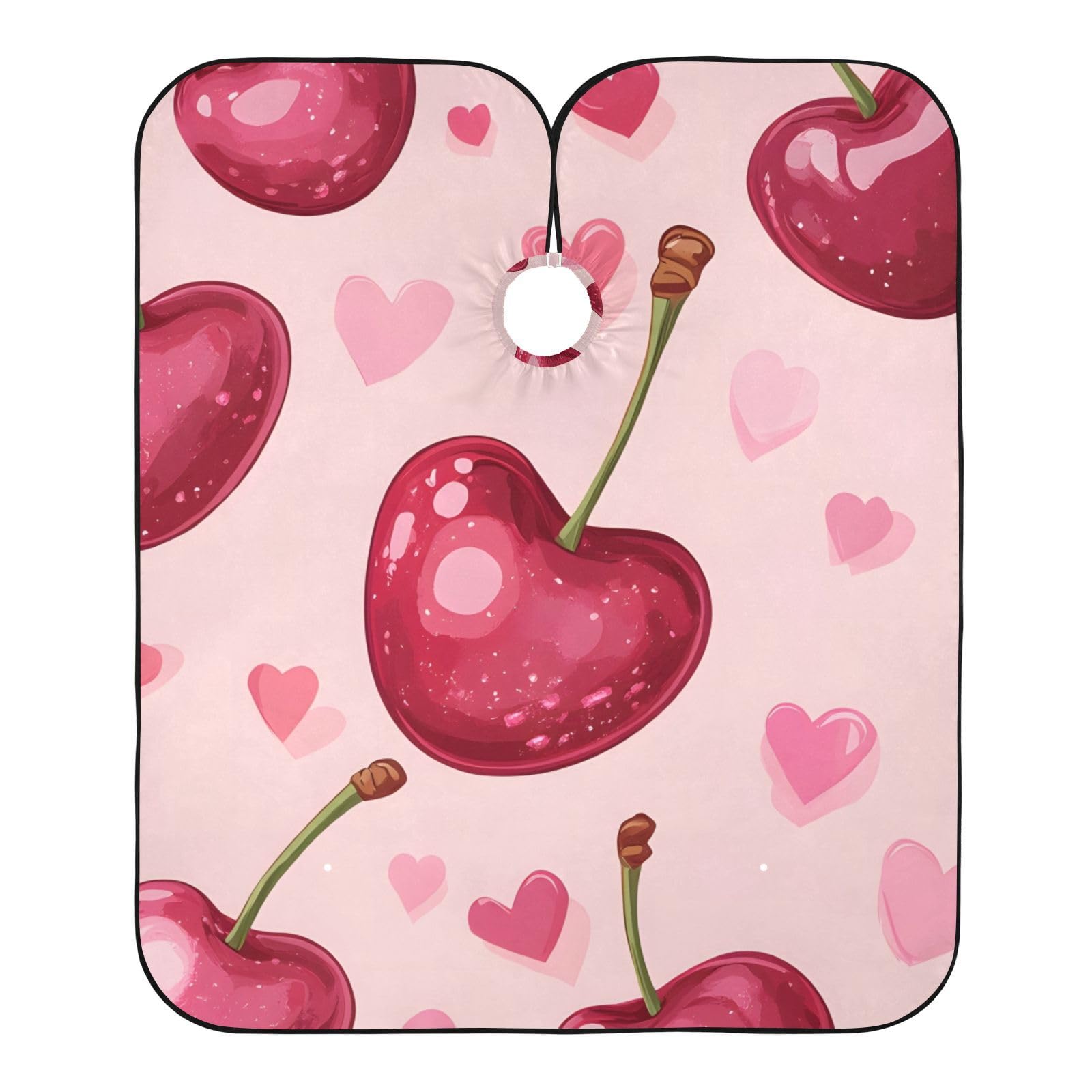 Hezely Cherry Love Hair Dye Cape, Barber Cape for Adults,Waterproof Salon Cape,Waterproof Hairdressing Styling Hair Cutting, 65