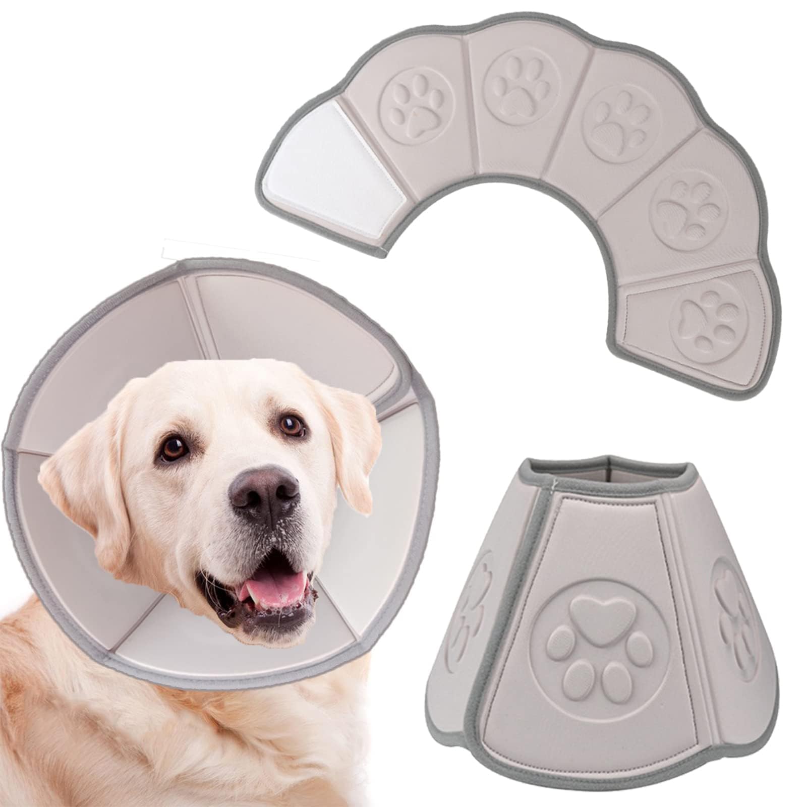 heus Dog Cone Adjustable Cat Collar Soft Elizabethan Recovery Collar After Surgery, Biting Scratching Prevention Pet Cone for Small Medium Large Dogs Cats Wound Healing(M,20#)